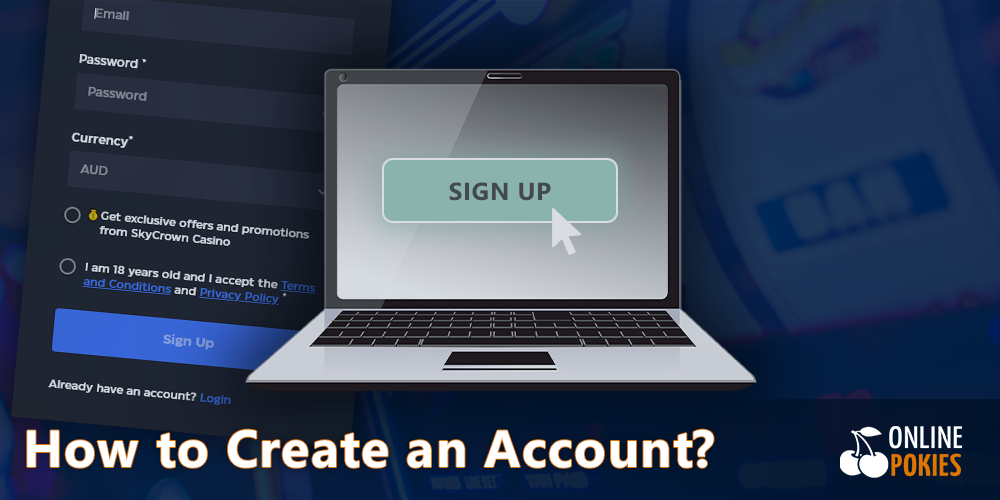 step by step instruction on how to register an account at Australian online pokies site