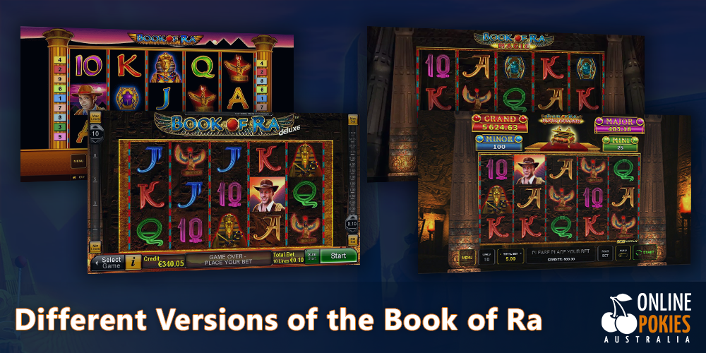 Classic, Deluxe, Magic and Mystic Fortunes version of Book of Ra pokie