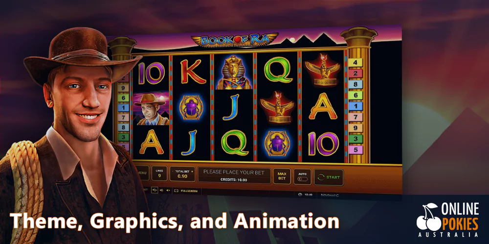 Egyptian theme, good graphics and animation in Book of Ra pokie