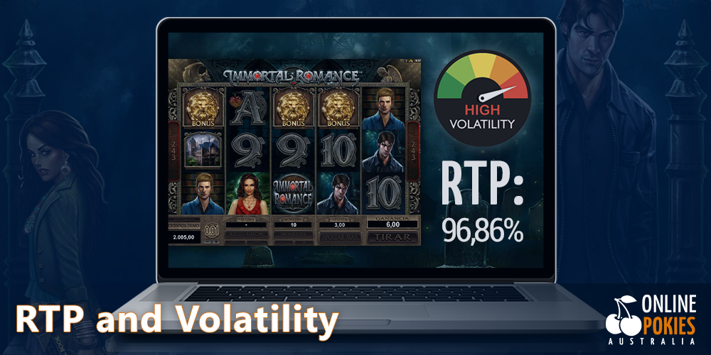 RTP 96.86% and high volatility in Immortal Romance pokie