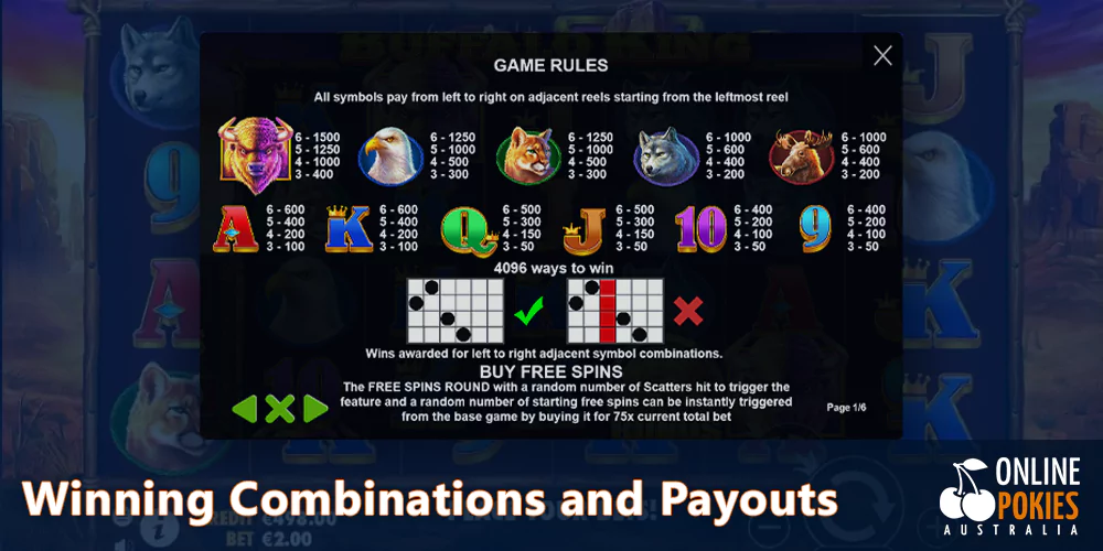 Winning Combinations and Payouts at Buffalo King Pokie