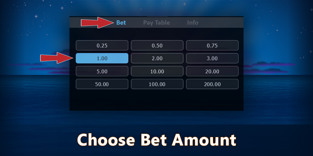 Choose the bet amount to play Sunrise Reels