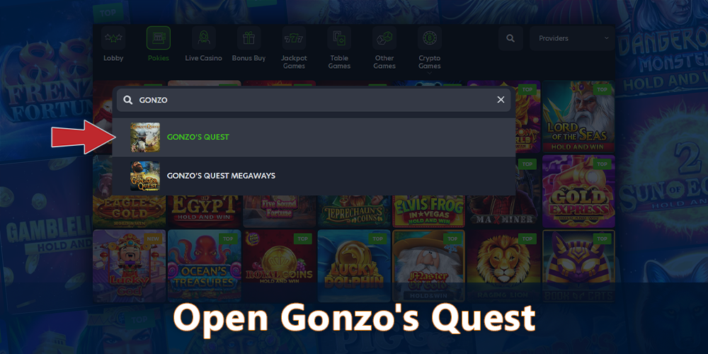 Find and open the Gonzo's Quest game