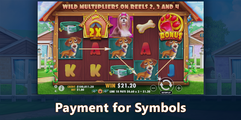 payment for symbols at The Dog House Pokie