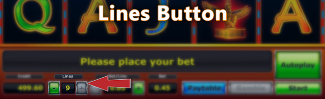 Lines button in online pokies