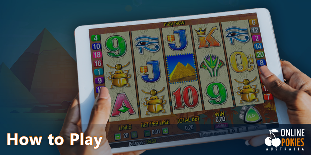 Step-by-step instructions on how to start playing Queen of the Nile Pokie