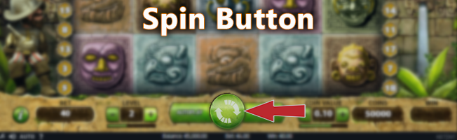 Spin button in online pokies
