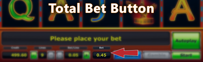 Total bet button in online pokies