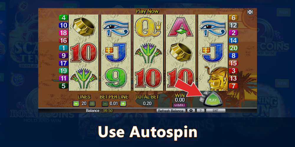 Use autospin at Queen of the Nile Pokie