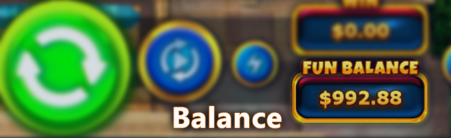 Button displaying the balance in the Pokie