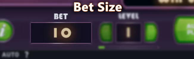 Bet size button in pokies