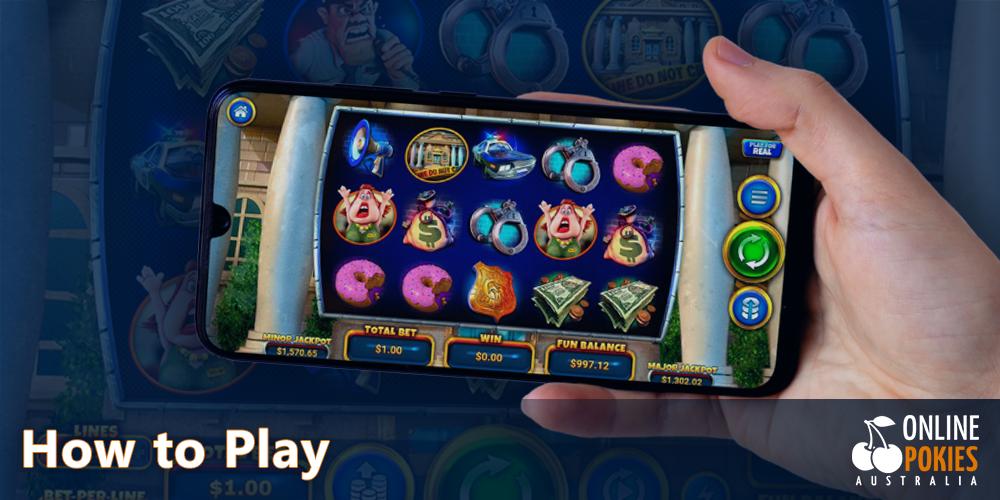 Step-by-step instructions on how to start playing Cash Bandits 3 Pokie