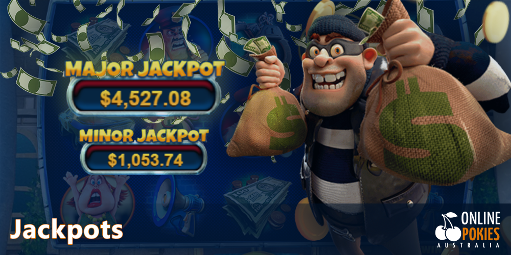 Get minor and major Jackpots in Cash Bandits 3 pokie