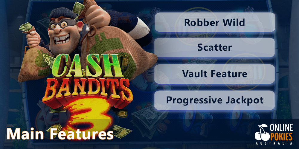 Cash Bandits 3 Pokie main features for Australians