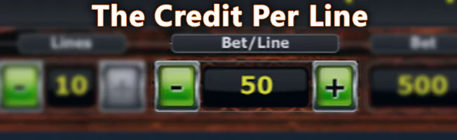 The credit per line button in Pokies
