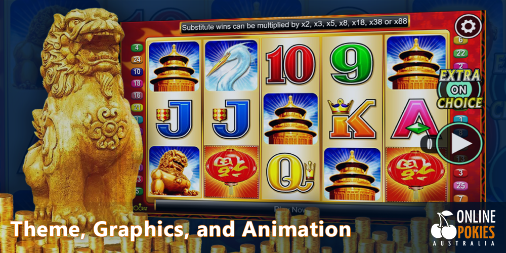 Oriental theme, simple graphics and animation in Lucky 88 pokie
