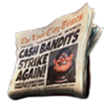 Newspaper symbol in cash bandits 3 pokie