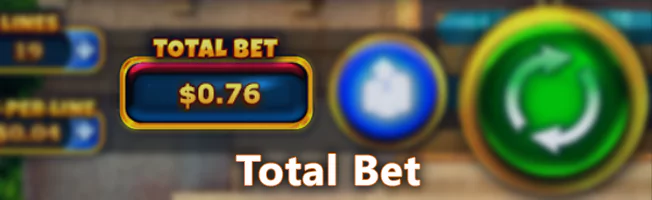 Button displaying the Total Bet in the Pokies