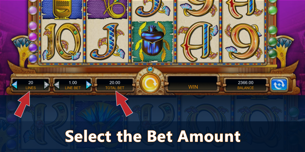 Select the bet amount in Cleopatra Pokie