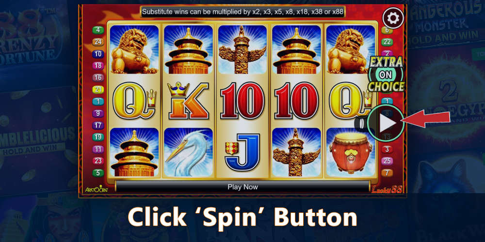 Click Spin button and start playing Lucky 88 Pokie