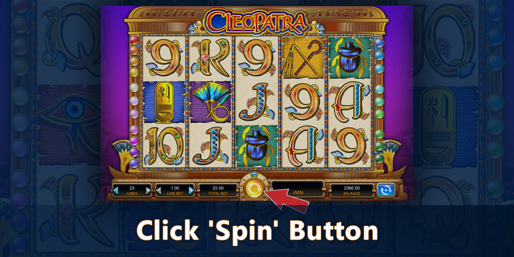 Press spin button and play Cleopatra pokie