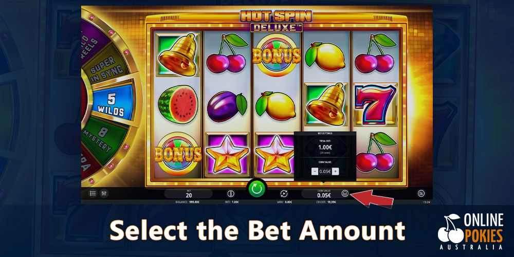 Select the bet amount in Hot Spin Deluxe pokie