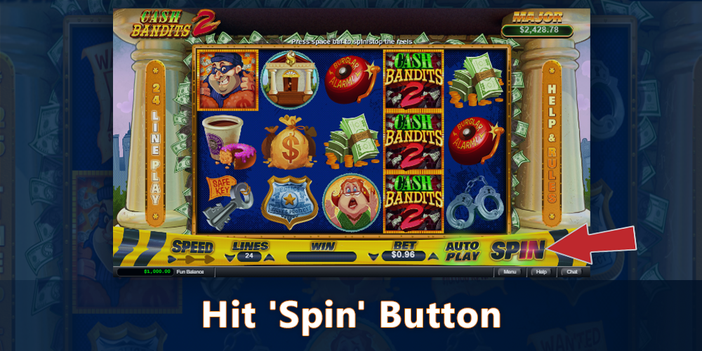 Press "Spin" to start playing Cash Bandits 2