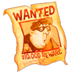 Wanted symbol in Cash Bandits 2 pokie