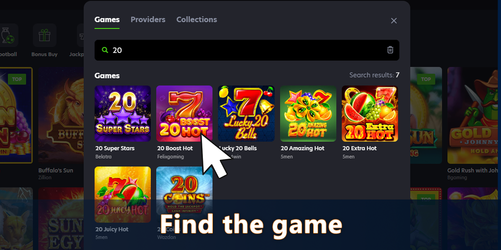 Find the 20 Boost Hot game and click Play