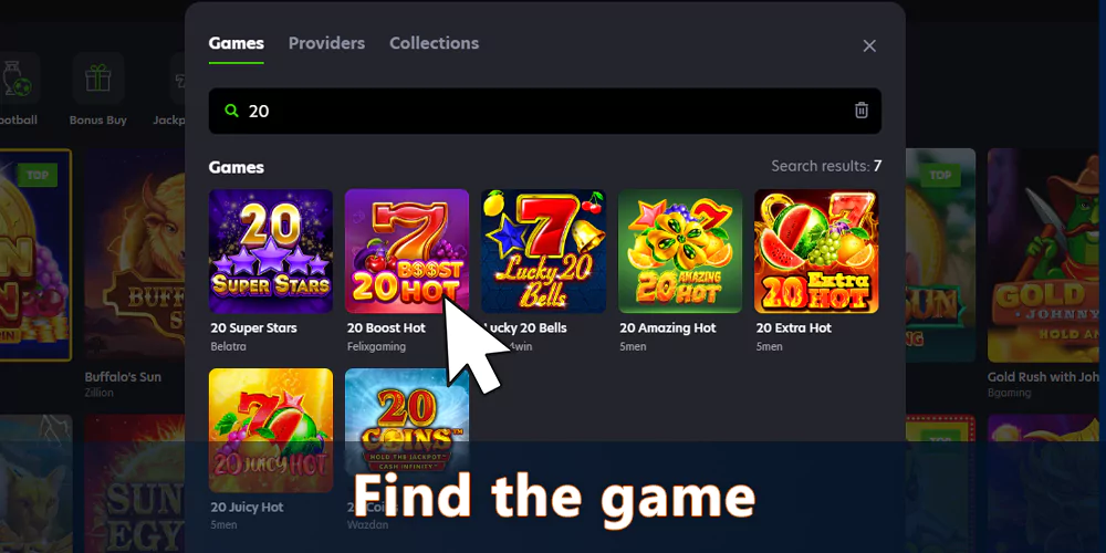 Find the 20 Boost Hot game and click Play