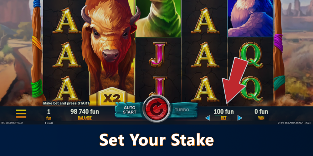 Set the Stake in Big Wild Buffalo pokie