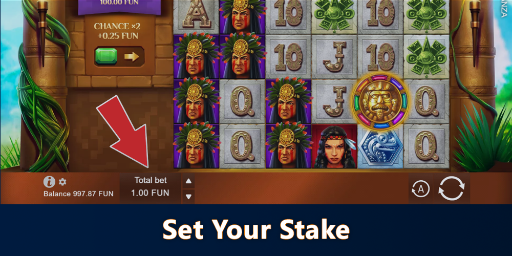 Set the stake at Aztec Magic Bonanza pokie