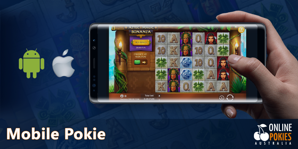 Play Aztec Magic Bonanza pokie on your smartphone