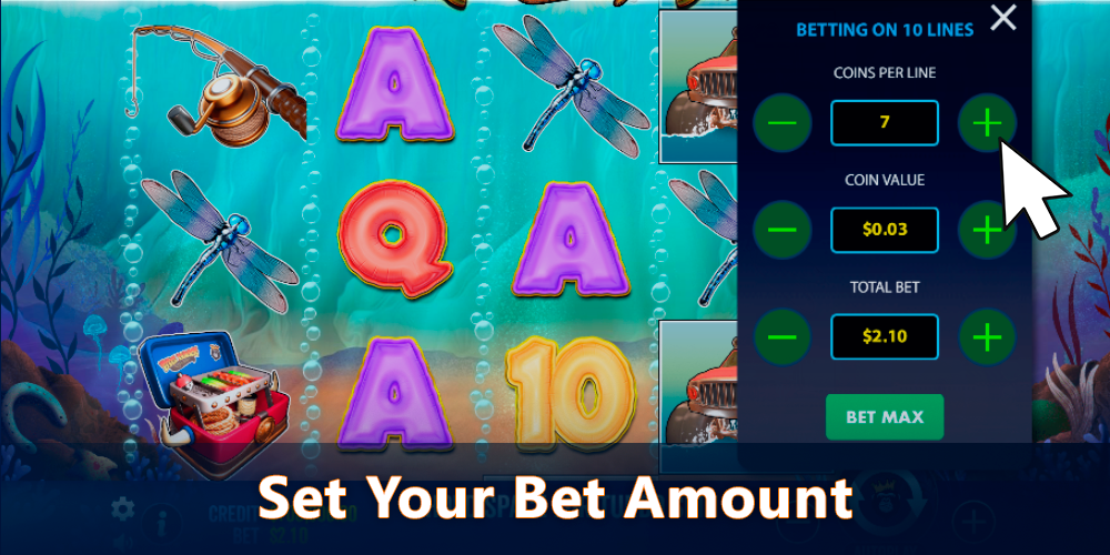 Set your bet amount in Big Bass Splash pokie