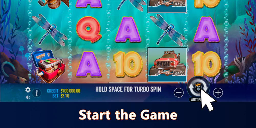 Click the spin button in Big Bass Splash pokie