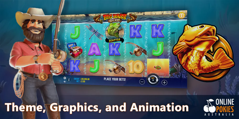 Fish theme and beautiful graphics in the Big Bass Splash pokie