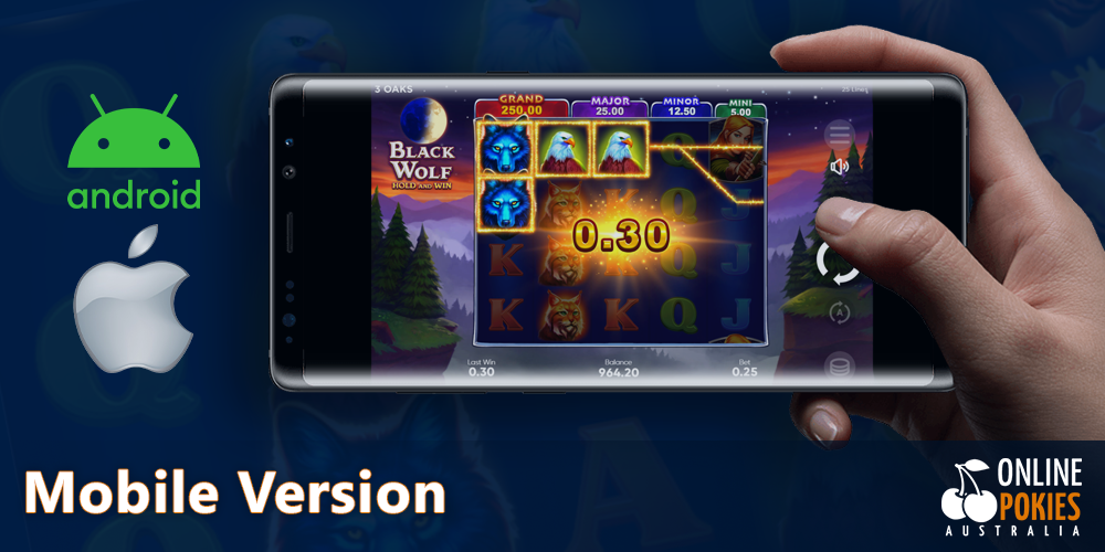 Play Black Wolf pokie on mobile app