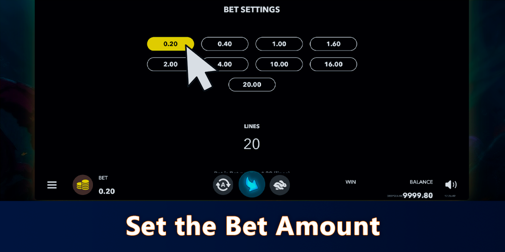 Set the bet amount at Deepsea Riches pokie