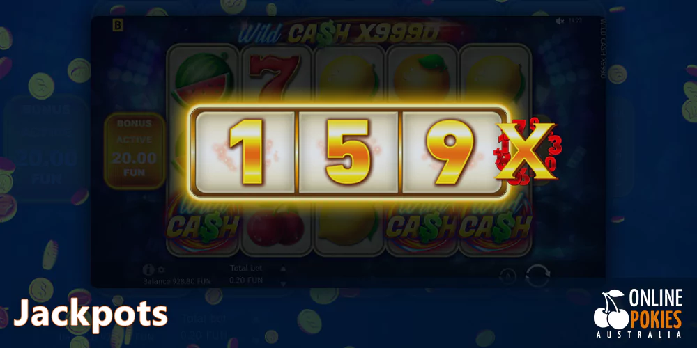 Jackpots in Wild Cash x9990 pokie for Australians players