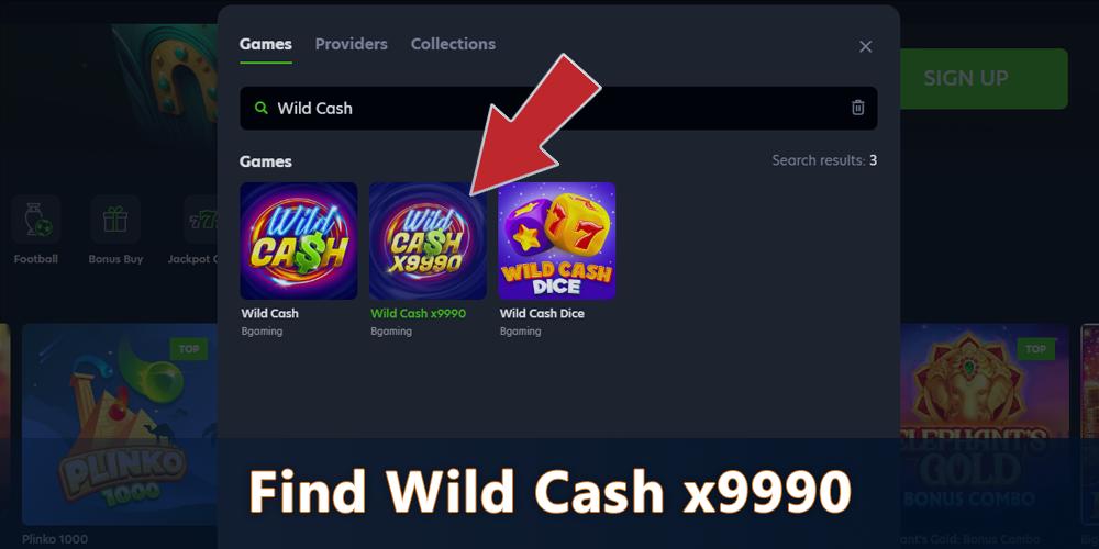 Find the Wild Cash x9990 pokie in online casino