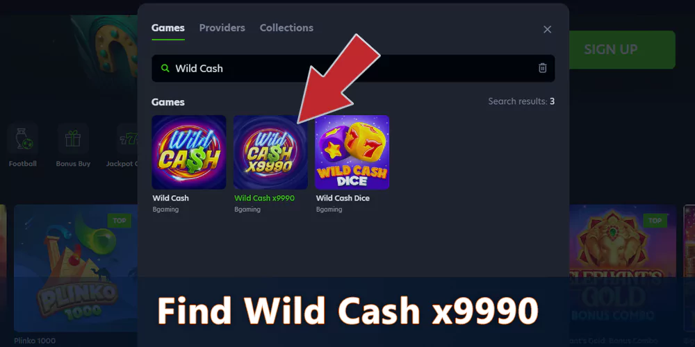 Find the Wild Cash x9990 pokie in online casino