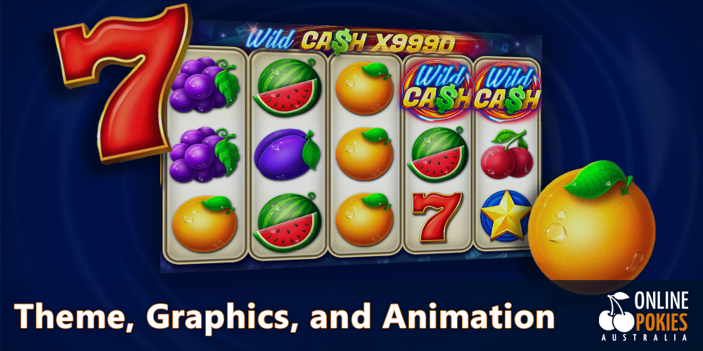 Fruits theme and beautiful graphics in the Wild Cash x9990 pokie